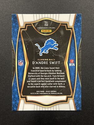 2020 Panini Select Dandre Swift Rookie Card #151 RC *PNCARDS* | eBay