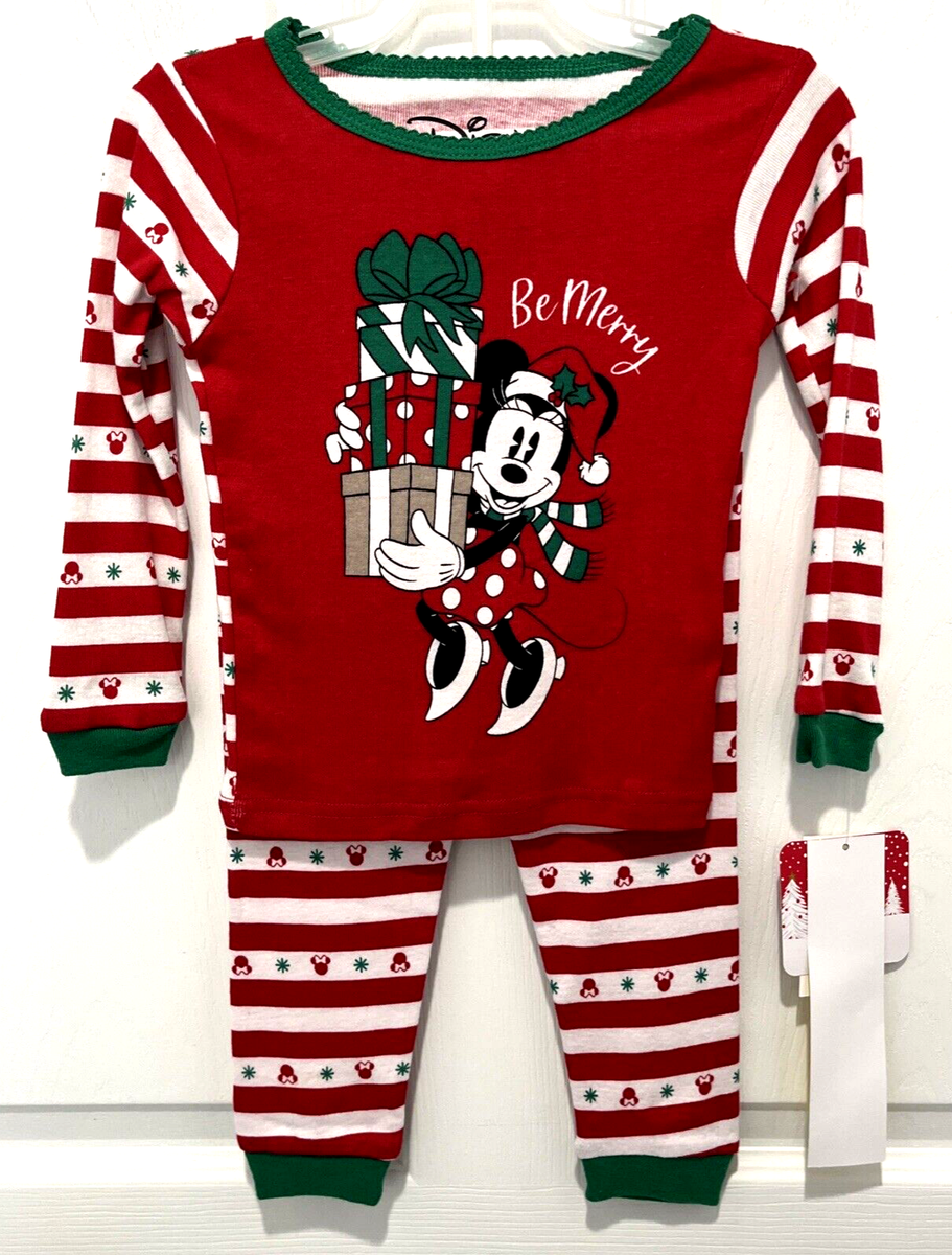 Disney Infant Toddler Girls Red Minnie Mouse Holiday Pajamas