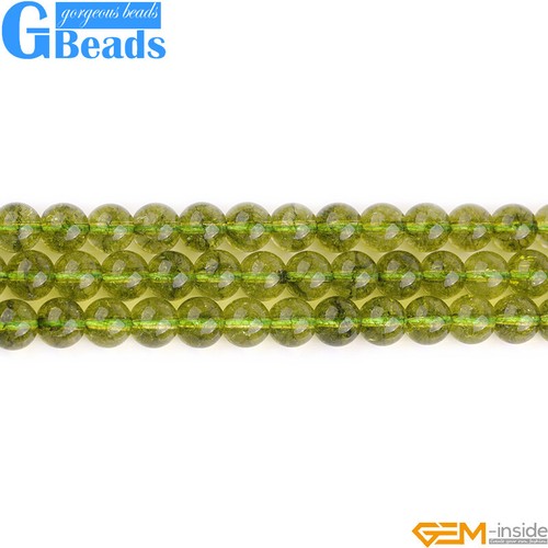 Cuentas sueltas redondas de cuarzo peridoto teñido verde para hacer joyas 15"4 mm 6 mm 8 mm - Imagen 27 de 35