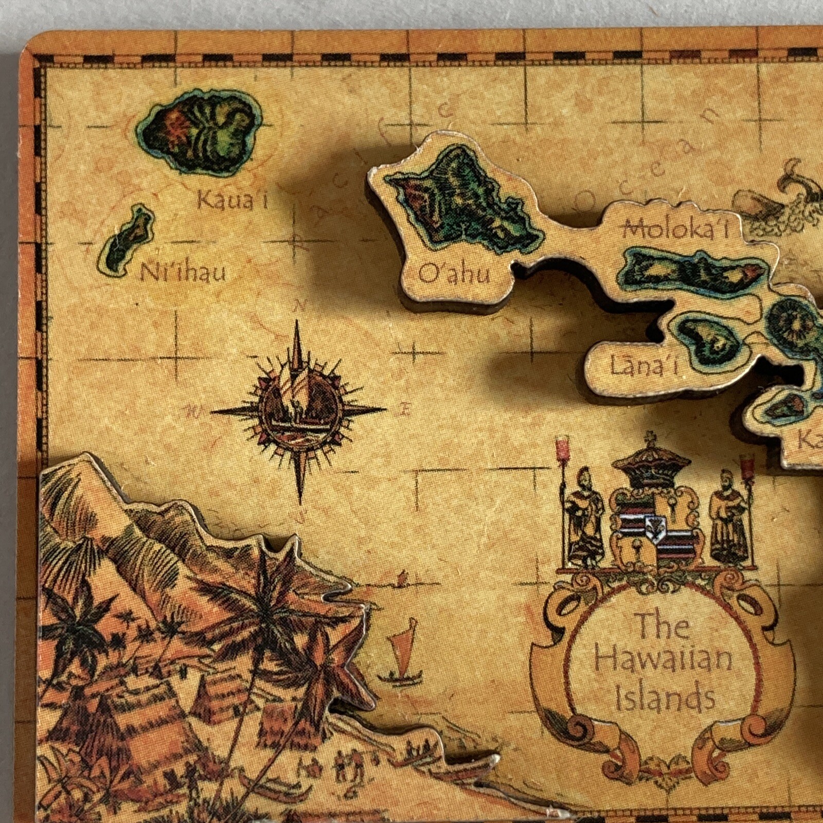 Hawaii Map Souvenir Magnet Ron Croci Sandwich Isles - Raised Design