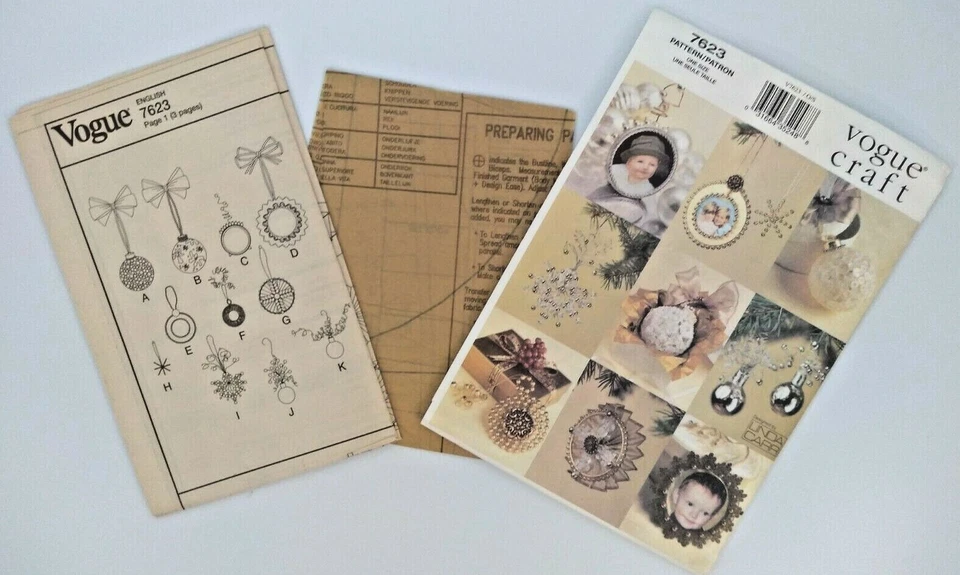 Vogue Craft Pattern #7623 Christmas Ornaments Package Decoration Picture Frame O - Image 2 of 4