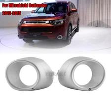 Front Fog Light Lamp Silver Chrome Cover Trim For Mitsubishi Outlander 2013-2015