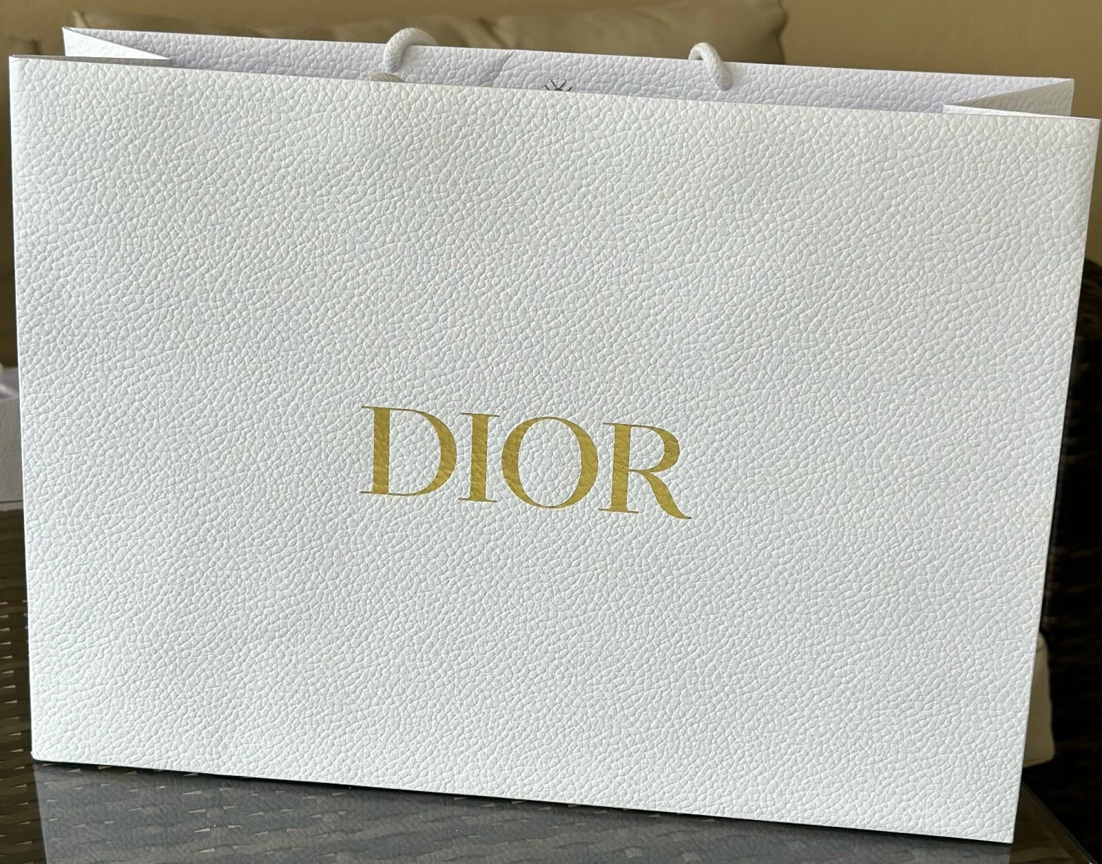 Sac papier Dior taille moyenne blanc 30x42x13cm