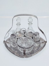 Oliera vintage in acciaio inox e vetro set antica con acetiera sale e pepe