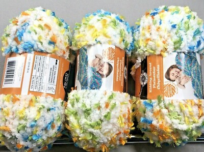 Loops & Threads Kidding Around Yarn Vivid white+ mulicolor #21005 3 FULL SKEINS