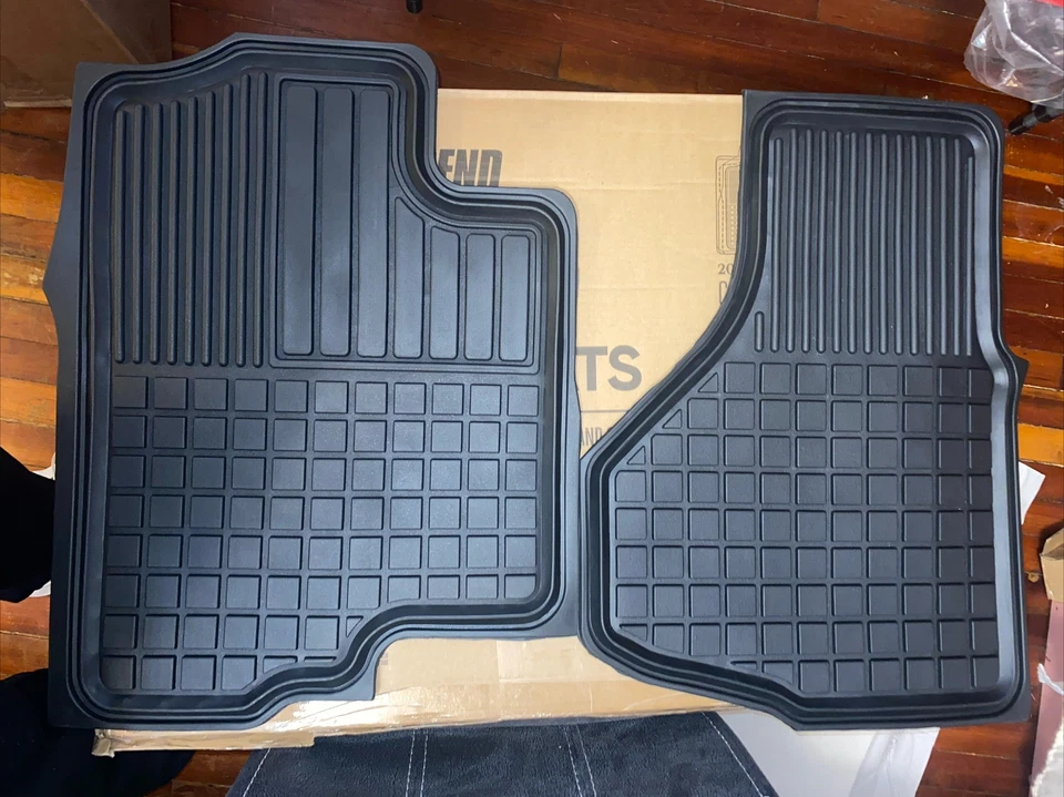 Motor Trend, pieza de camión #OF-150-BK, 2 piezas, alfombrillas de goma delanteras negras, Foto 3 de 4