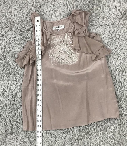 Tibi Women's Sleeveless Ruffle Sleeveless Silk Top Size 2 - Picture 8 of 8