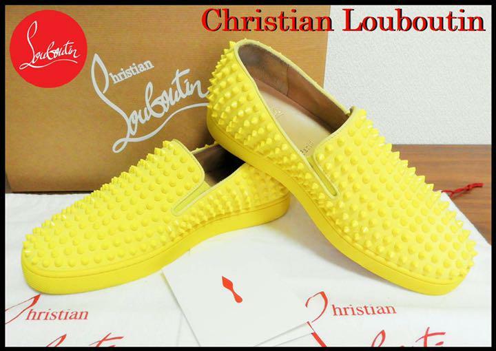 Christian Louboutin Spike Slip-ons Flat Shoes Vivid Yellow Christian Louboutin Spike Slip-ons Flat Shoes Vivid Yellow
