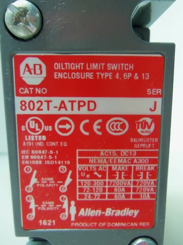 Nuevo interruptor límite hermético al aceite Allen Bradley 802T-ATPD serie J nuevo en caja - Imagen 4 de 6