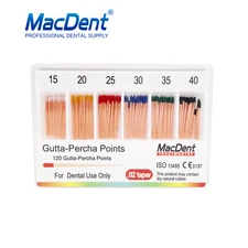 MacDent Dental Endodontics Gutta Percha Points Endo 0.02 Size 15-40 120Pcs