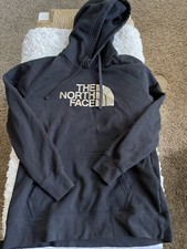 The North Face Women s Sz. M Black Pullover Gold Logo Hoodie. Great Condition