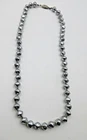 VTG 20" KNOTTED UNUSUAL gray Silver tone bead Necklace lady girl costume jewelry