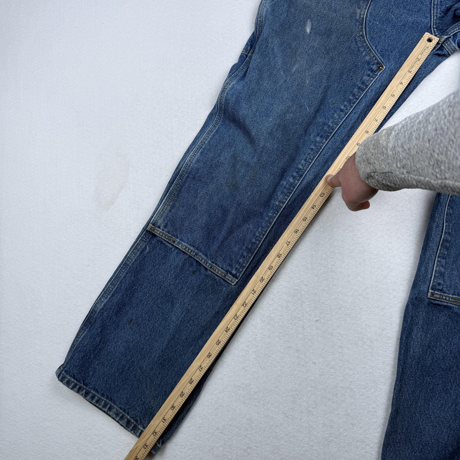 Carhartt B73 DST Double Front Jeans Mens 34x34 Blue Denim Workwear Carpenter thumbnail 7