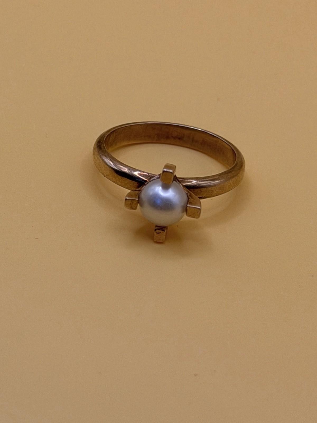 14K gold ring with pearl, Size M image 9