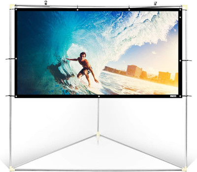 72'' Outdoor Portable Matt White Theater TV Projector Screen W/Triangle Stand - 7