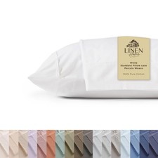 Linen Home 100 Cotton Percale Pillowcases Queen Pillowcase, White