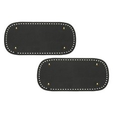 2Pcs 5.9"x11.8" Oval Leather Crochet Bag Bottom with Holes, Black