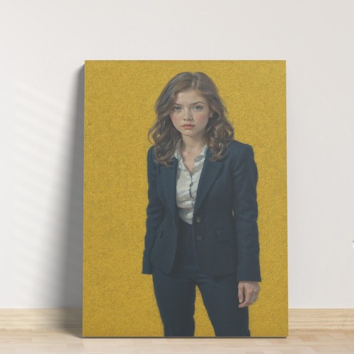 Vtg Retro Sexy Woman Yellow Oil Painting Teens Room Decor Canvas Prints