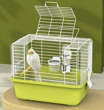 Portable Bird Travel Carrier Cage 360 Full View Wire Carrier with Feeder ...