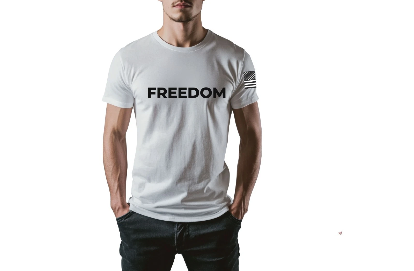 White Tee American Patriotic Flag Freedom T‑Shirt Unisex Short Sleeve Shirt S–4X