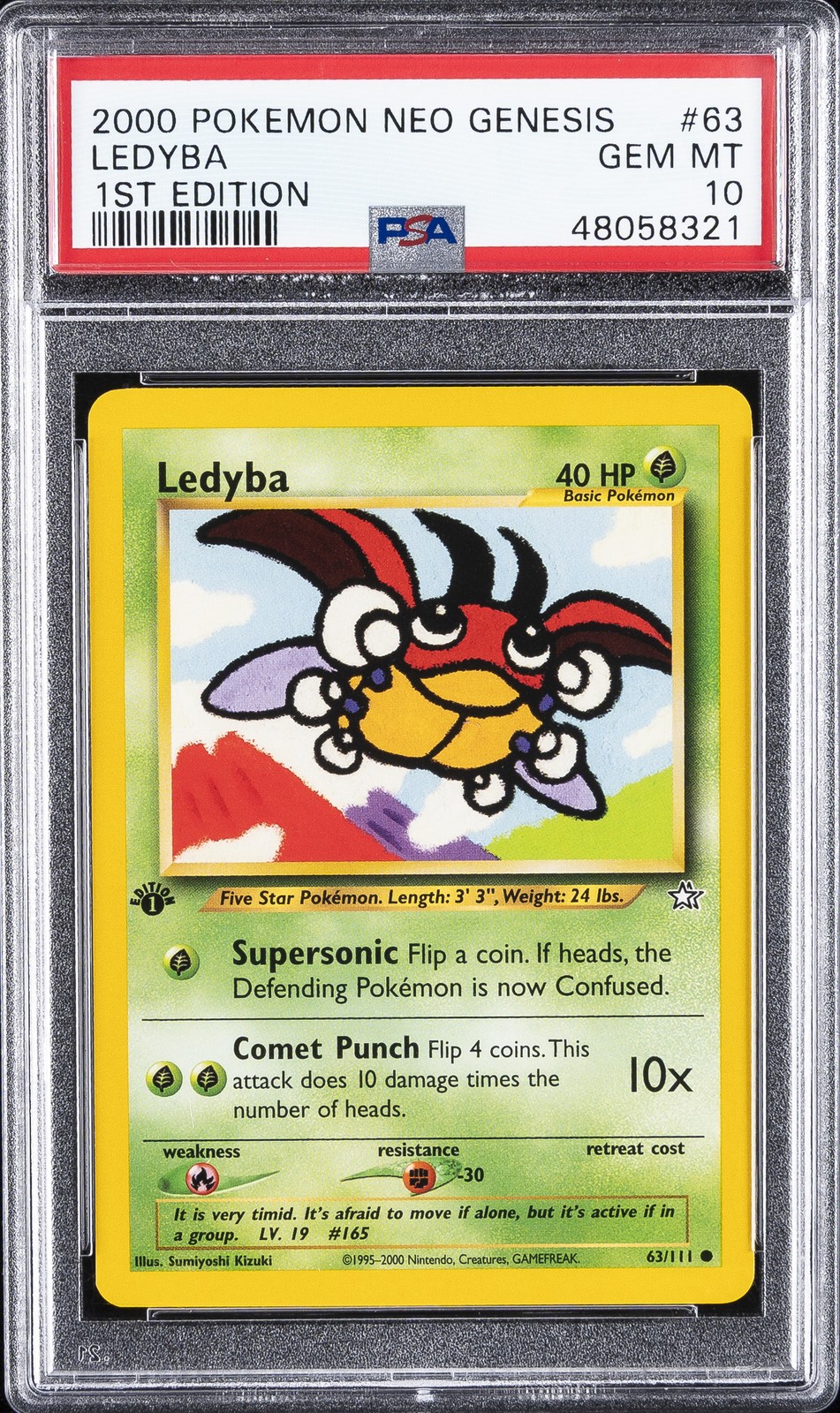 2000 POKEMON NEO GENESIS 1ST ED #63 LEDYBA PSA 10