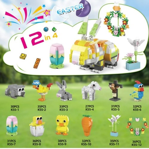 Set Blocchi Costruzione Riempitivi Uova di Pasqua 12 Pezzi per Bambini 6+ - Foto 2 di 8