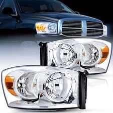 Nilight 06-09 Dodge Ram 1500 2500 3500 Headlight Assembly Black 2-Pack Left+Righ