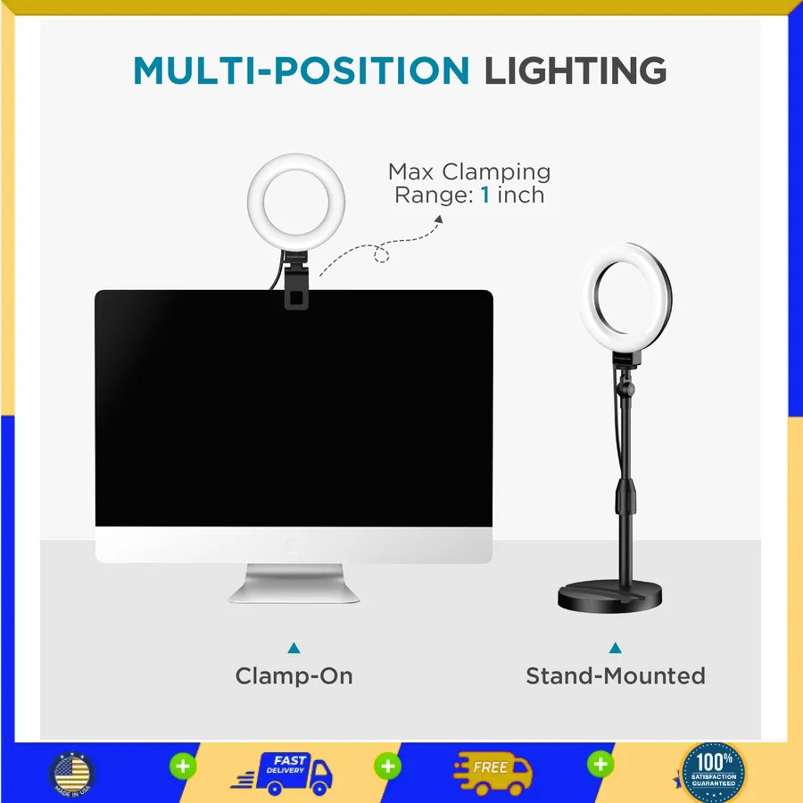 InnoGear Ring Light with Stand for Desk Computer 60 LED Streaming ...