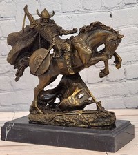 Bronze Knight on Horse Statue Kamiko Medieval Warrior Sculpture Decor Art