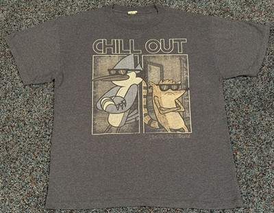 Regular Show Chill Out Chilled Dudes Youth Navy Heather T-Shirt Size XL 2015