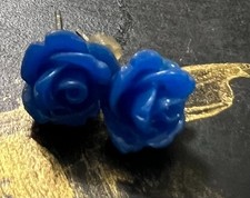 blue flower stud earrings