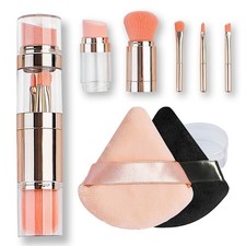kullder Travel Makeup Brush 5 in 1 5-in-1 Brush 2 Powder Puff