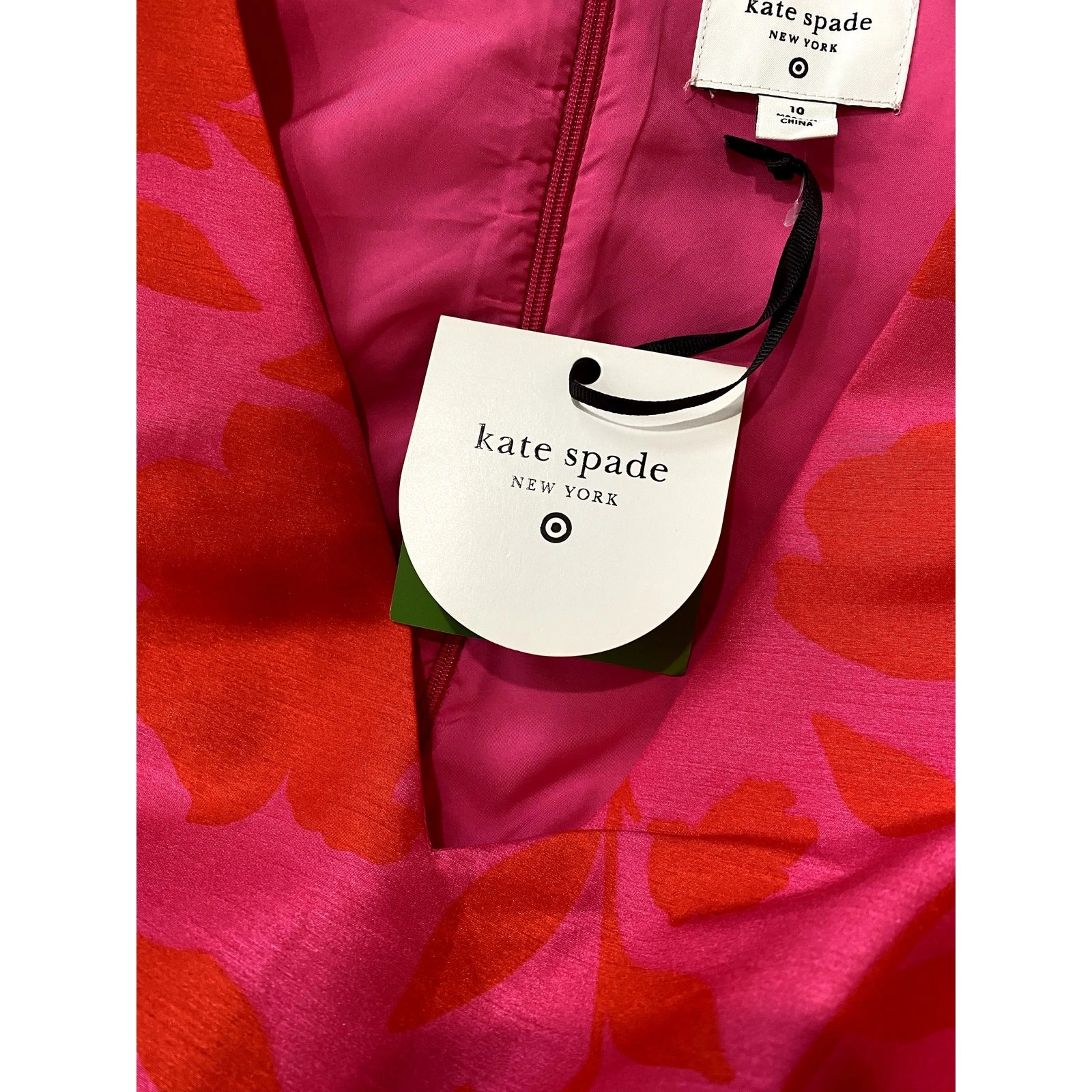 Abito midi Kate Spade X Target rosa floreale senza maniche peplo Taglia 10 (nuovo con etichette)