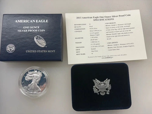 2013-W American Eagle One Ounce Silver Uncirculated Coin w/ Original Box & COA