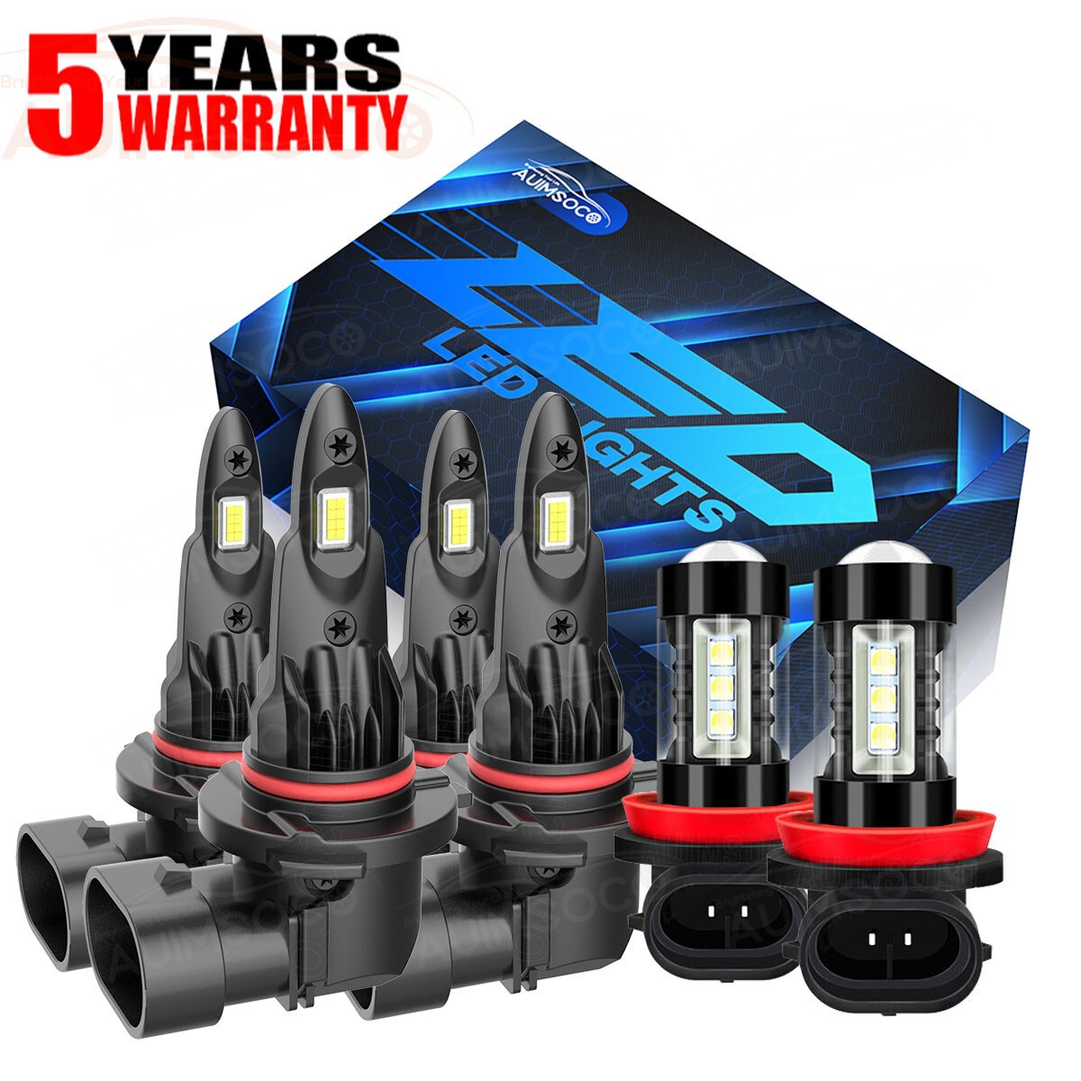 For Mazda CX-9 2007-2012 6pcs LED Headlight High Low Beam + Fog Light Bulbs Kit