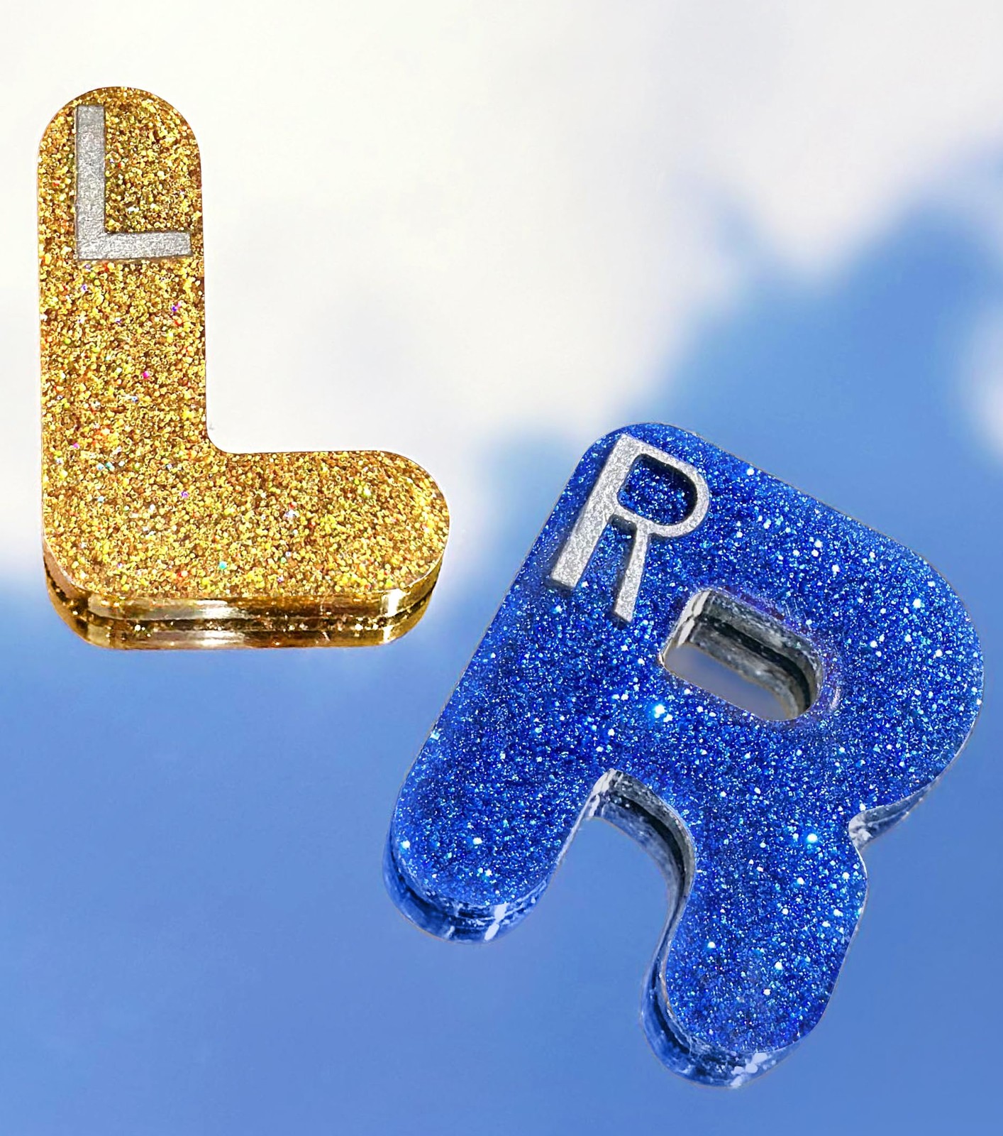 With Lead Initials Glitter Yellow Blue L R Reusable Adhesive