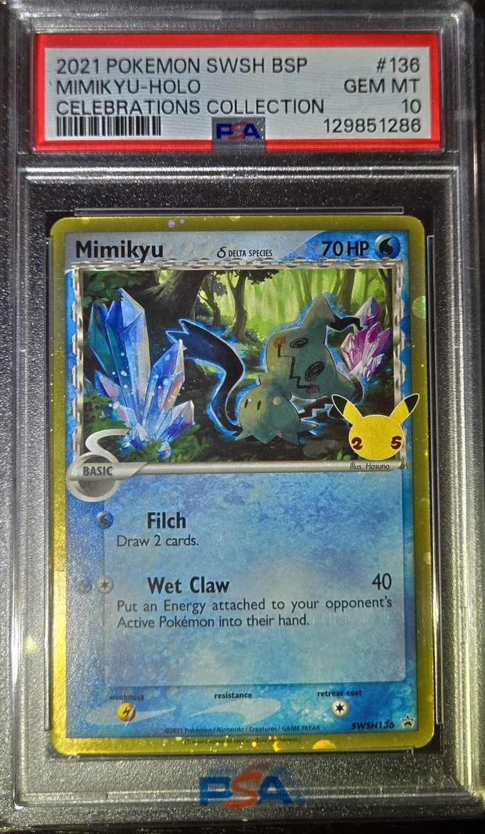PSA 10 Mimikyu Celebrations Delta Species Promo SWSH136 Black Star