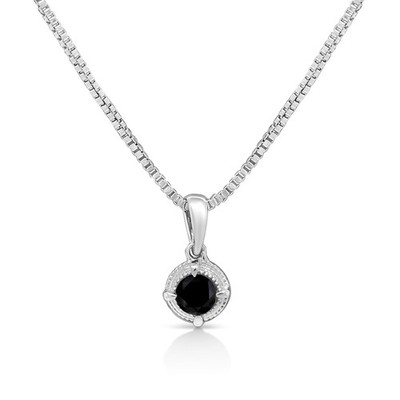 1/3 Karat behandelter grüner Diamant Solitär 18 Zoll Anhänger Halskette Sterlingsilber