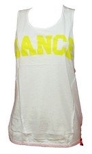 T-SHIRT DONNA DIMENSIONE DANZA CANOTTA BIANCO GIALLO MAGLIA SHIRT TG. XS S L