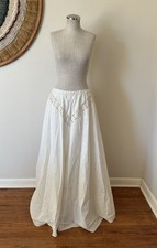 Vintage 70s Maxi Skirt Cottagecore Prairie Cream Lace Woman's M Tall