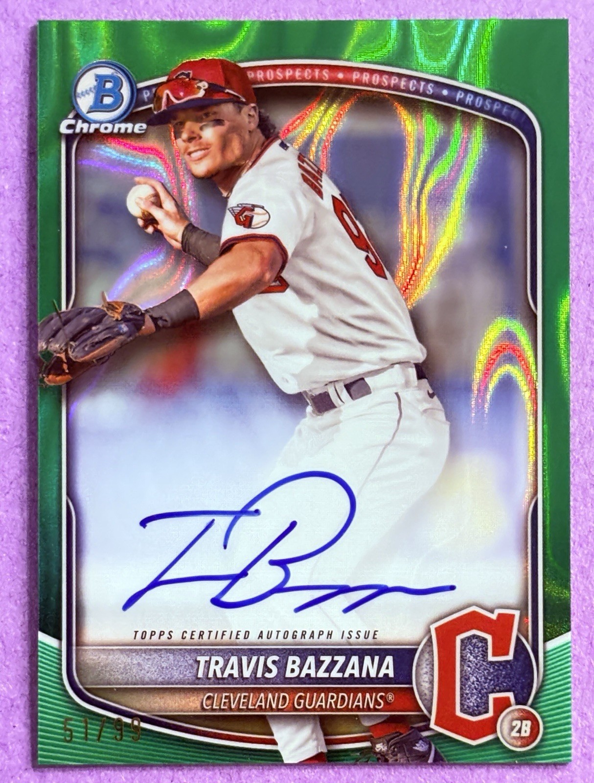 2025 Bowman - Chrome Prospect Autographs Travis Bazzana #CPA-TB Green Lava /99