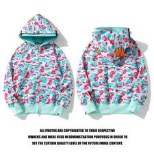 BEPA Shark Head MIAMI 4TH camouflage double-hooded zip-up casual sweatshirt
