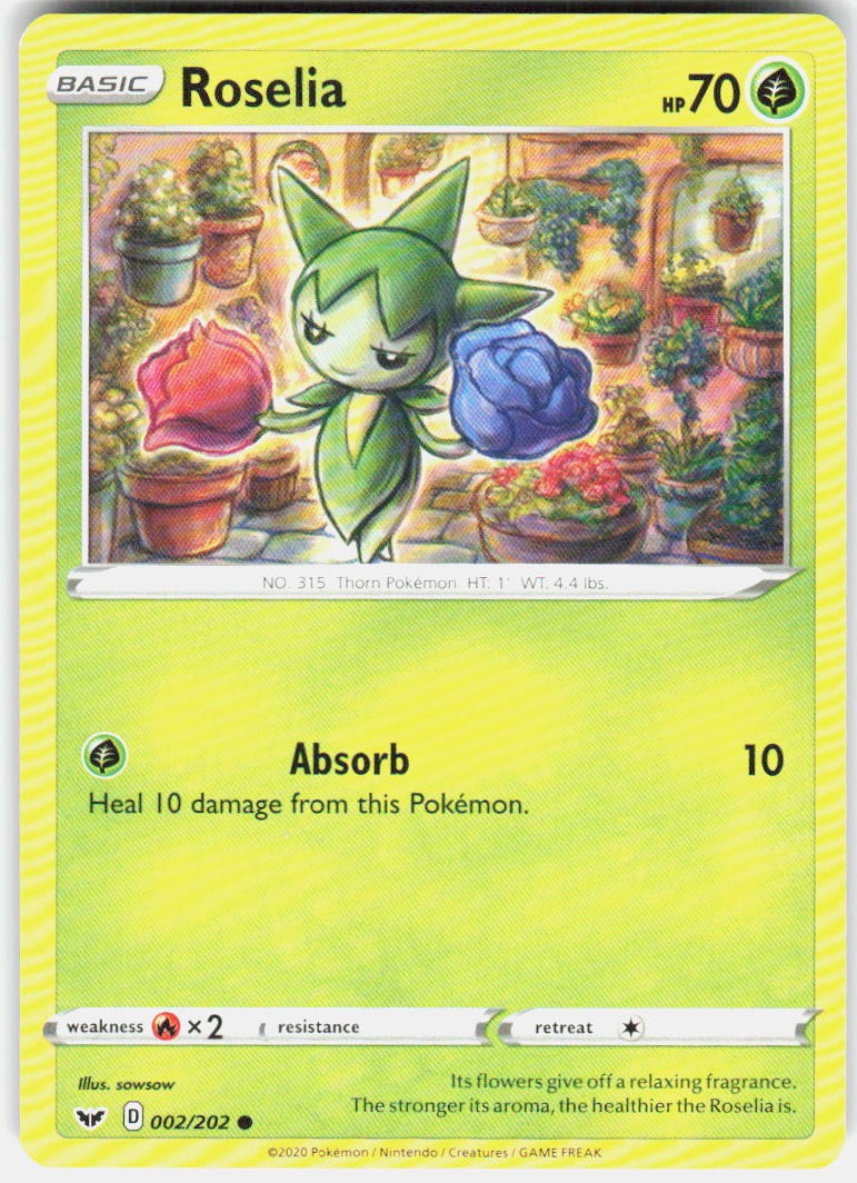 Roselia 002/202 SWSH01: Sword & Shield Base Set Pokemon