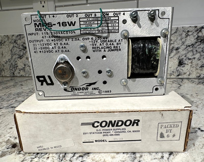 CONDOR MPS-16W REV A Vintage D.C. Power Supply In OG Box Oxnard CA USA
