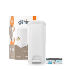 Diaper Genie Select Pail, Stainless Steel ,1 Square Refill-165 Ct, Infant