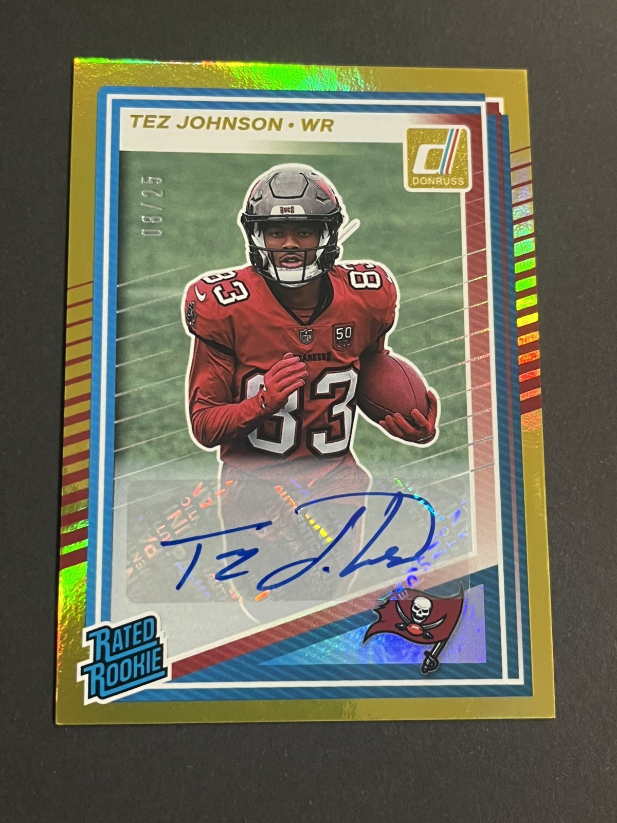 2025 Donruss  Gold Auto Tez Johnson Rated Rookie RC /25