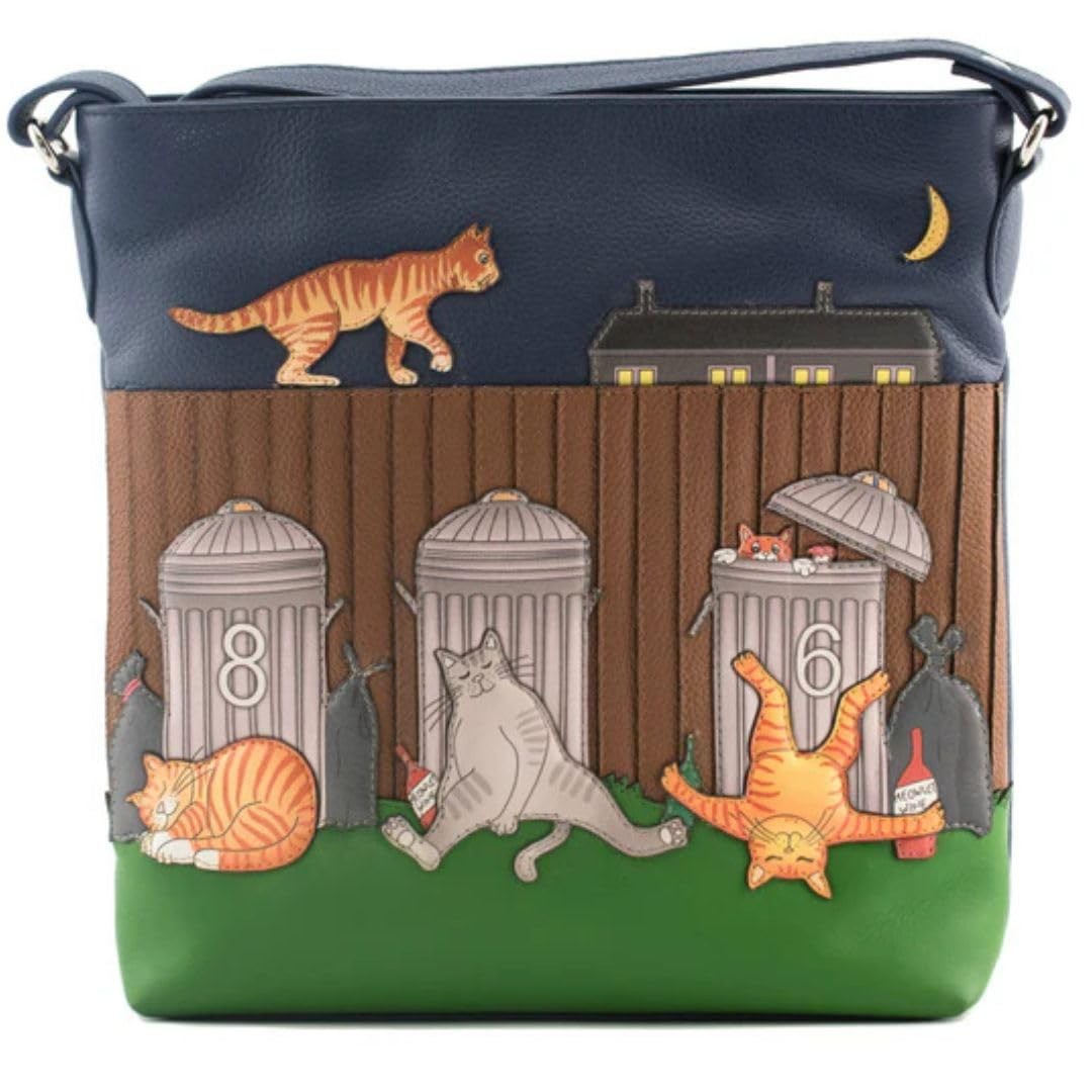 Mala Leather Alley Cats Genuine Leather Crossbody Bag Cat Applique 23256cm