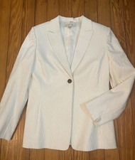 Tahari by ASL Blazer Size 10 Ivory Jacket Business Powerhouse