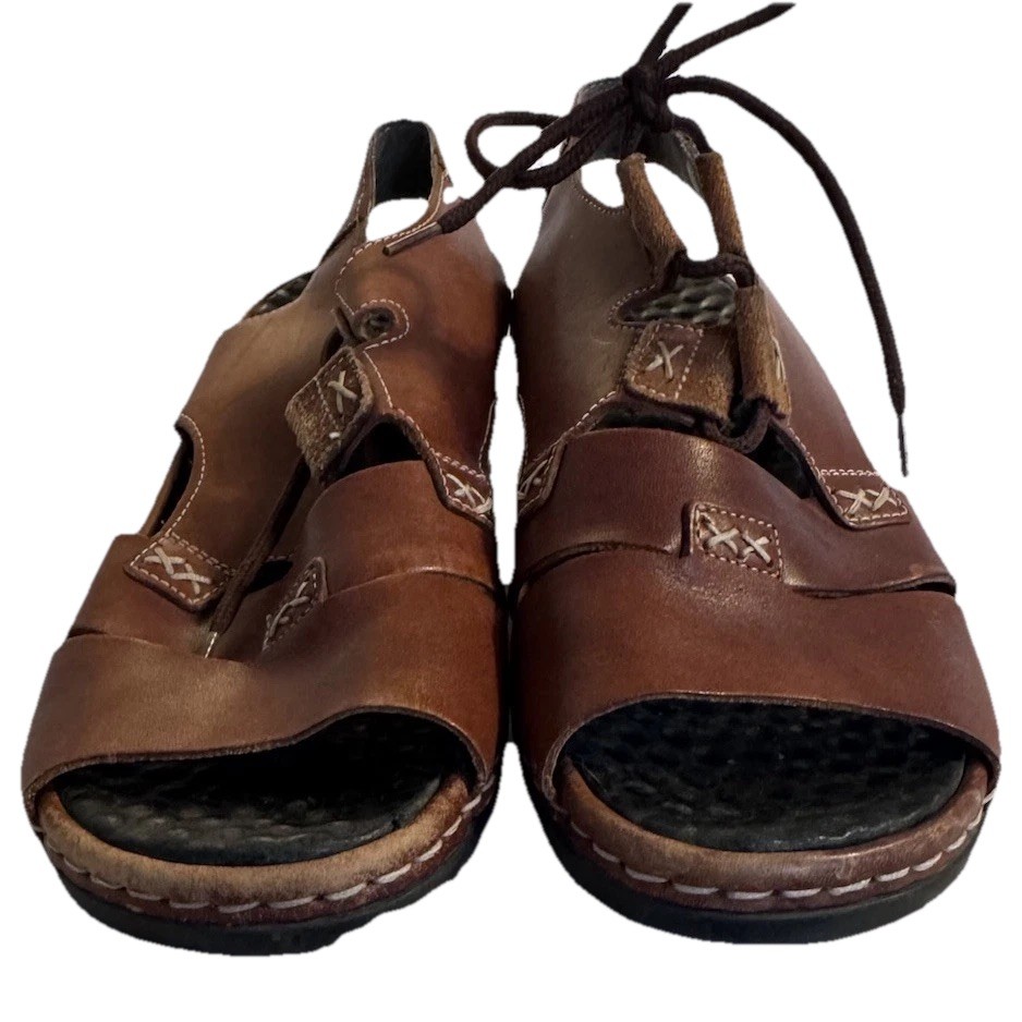 Rieker Antistress Lace Up Sandals Women’s 39 Brown Leather Comfort Open Toe