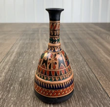 Hand Painted & Turned 4 Inch Wood Mini Vase Signed & Made In Turkey Avanos